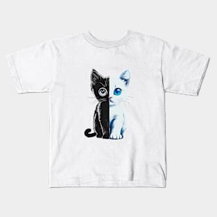 Black and White Cat Kids T-Shirt